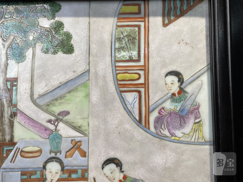 清乾隆 粉彩金线池人物故事图插屏 - 图7